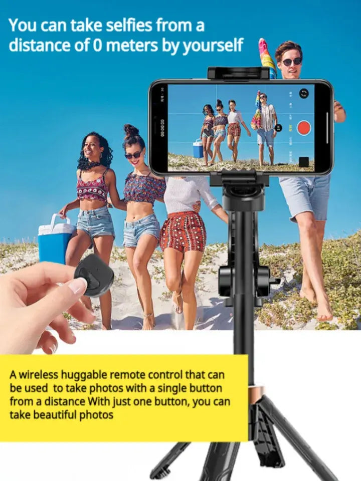 Final 6 Hours: 30%OFF 🔥Mini Selfie Stick Foldable 3 in 1 Extendable Grip Phone Shooting Tripod Stand with BT Remote Control